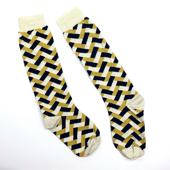 $170 Jil Sander Socks Knee High Jacquard Geometric Printed One Size NEW - Picture 3 of 6